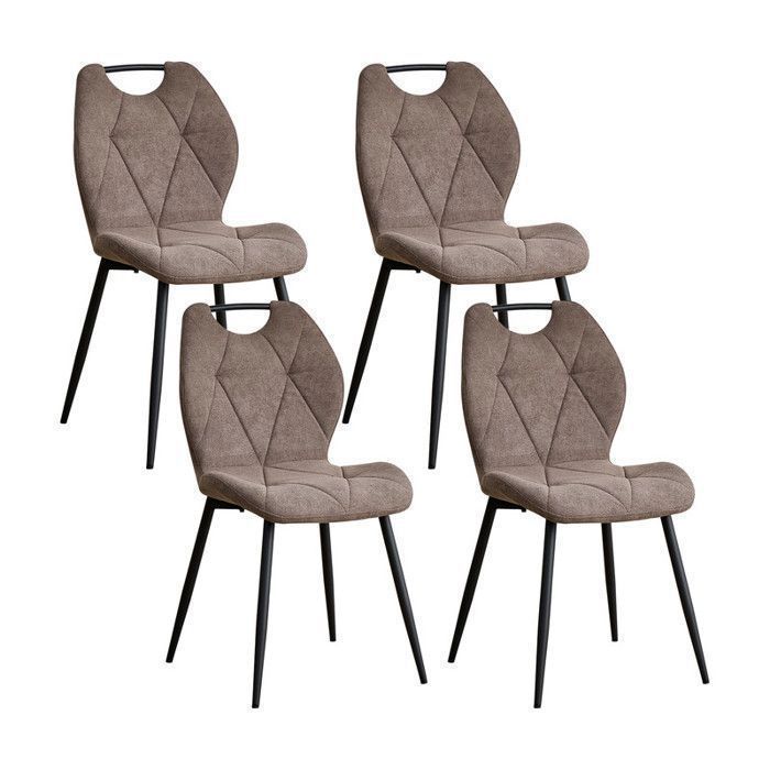 Set van 4 stoelen - DOWISDOLY - Eetkamerstoel met handgrepen - Vintage - Metalen poten - Bruin