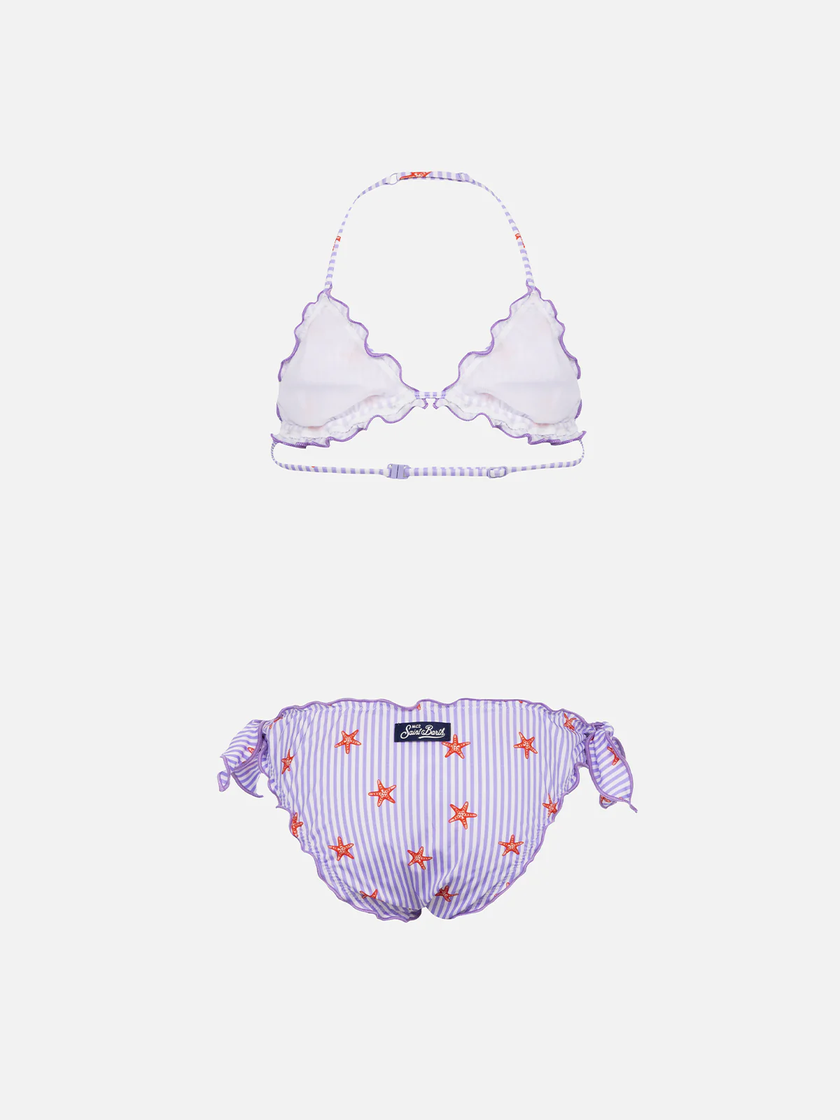 Biquíni clássico triangular Cris para meninas com estampa de estrela-do-mar
