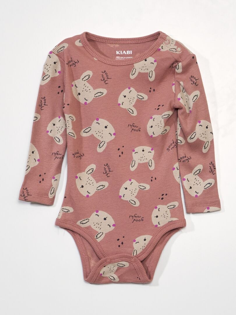 Conjunto de 2 bodies de malha canelada - ROSA