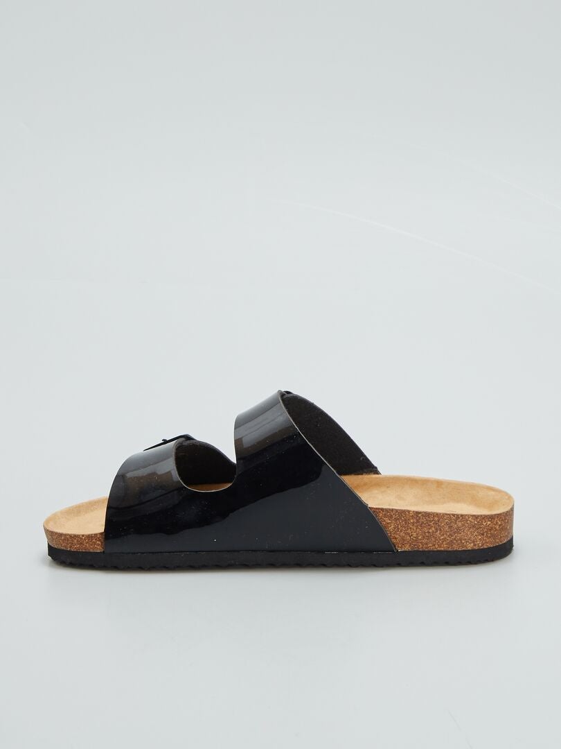 Lakleeren sandalen - ZWART