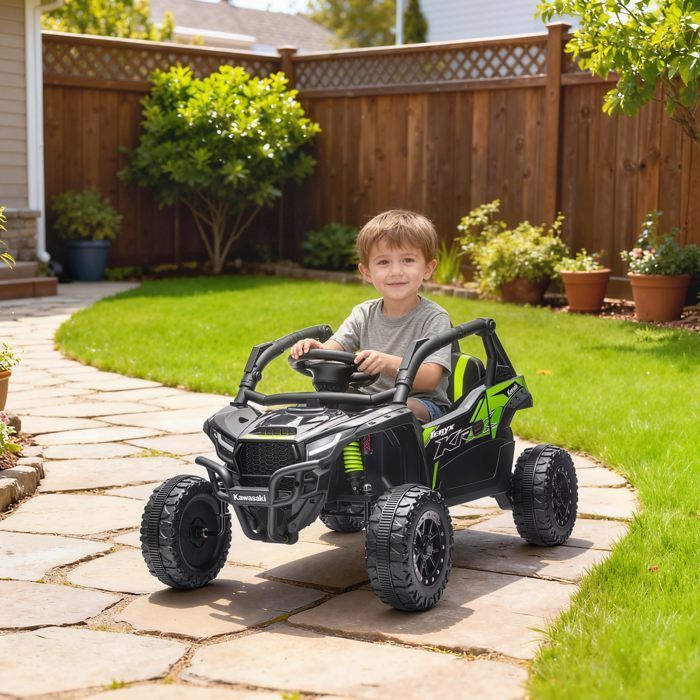 Voiture électrique enfant UTV - AIYAPLAY - KAWASAKI TERYX KRX 1000, 12 V 2 moteurs 25 W, télécommande 2,4 Ghz - 100x64x56cm - noir
