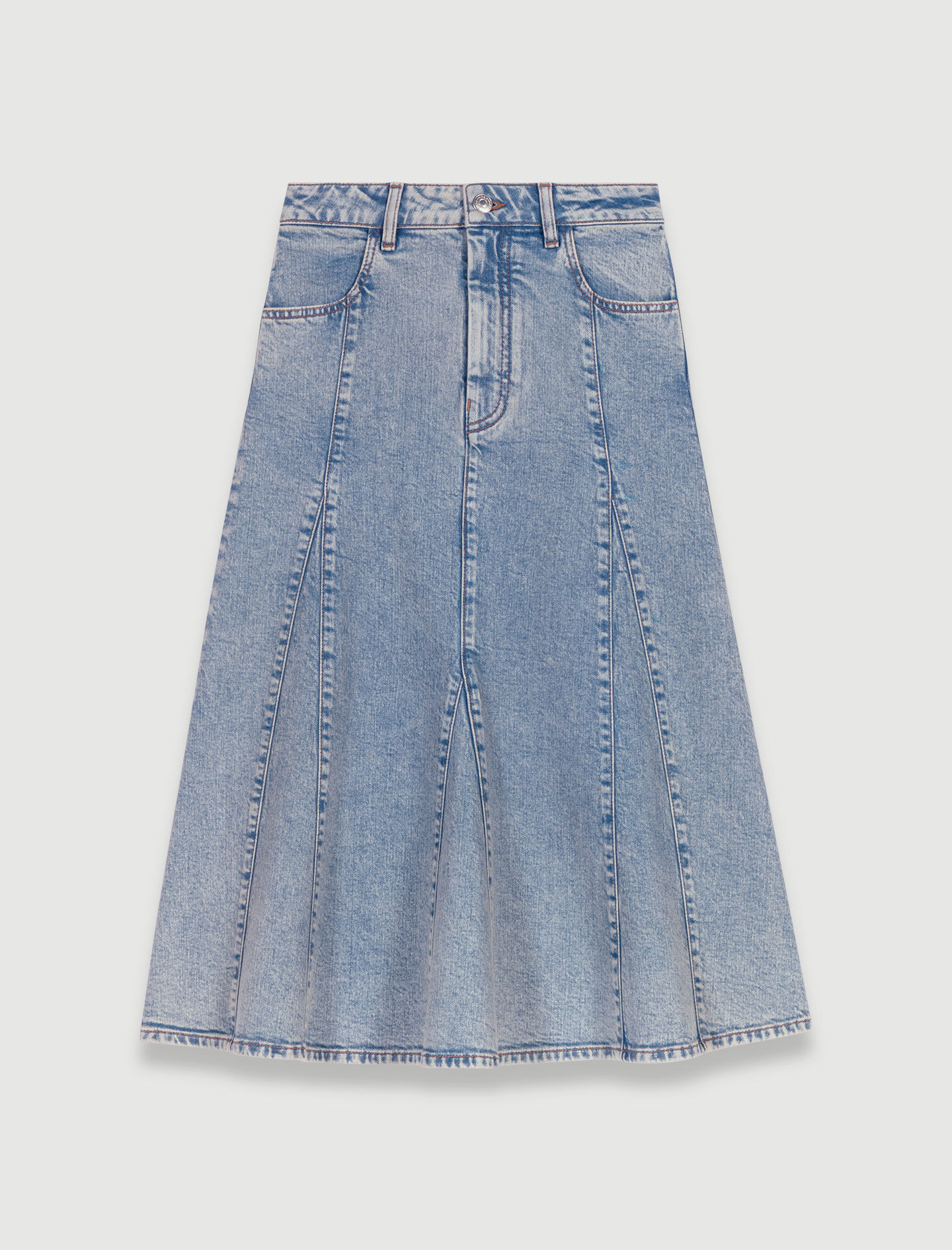 Fustă midi din denim - Albastră