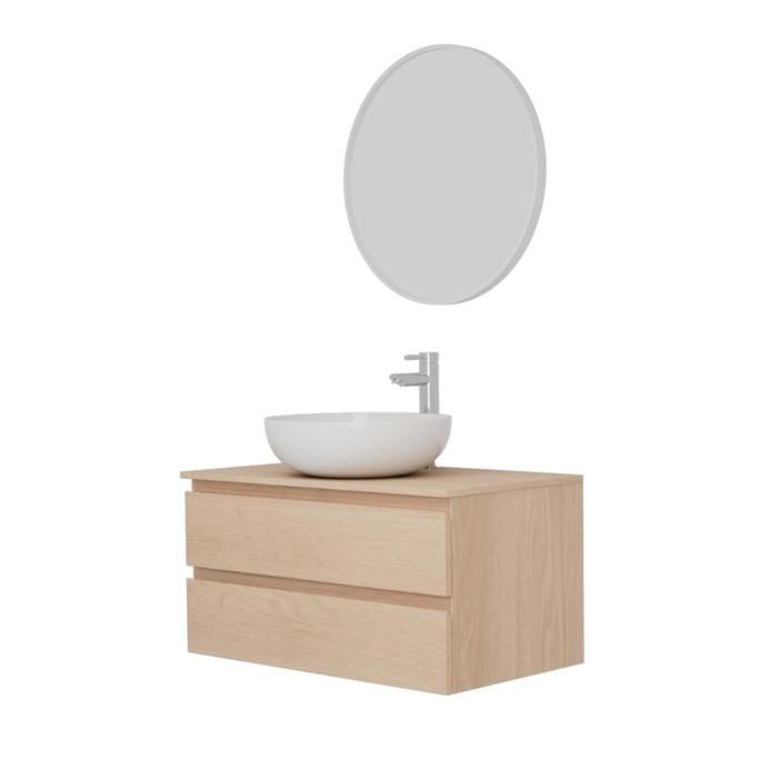 Conjunto de lavatório individual SORRENTO de 80 cm + lavatório + torneira + espelho