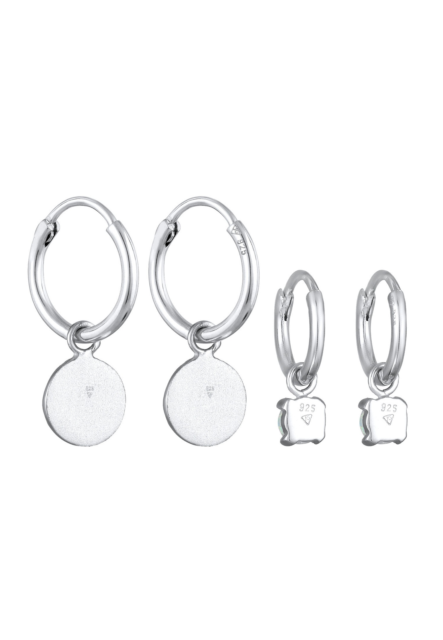 Elli Femmes créoles plaquettes set de 2 avec opale en argent sterling 925