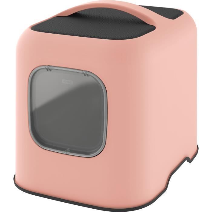 ROTHO Katzentoilette – 51 x 39 x 40 cm – Katzenstreuschale – Rosa