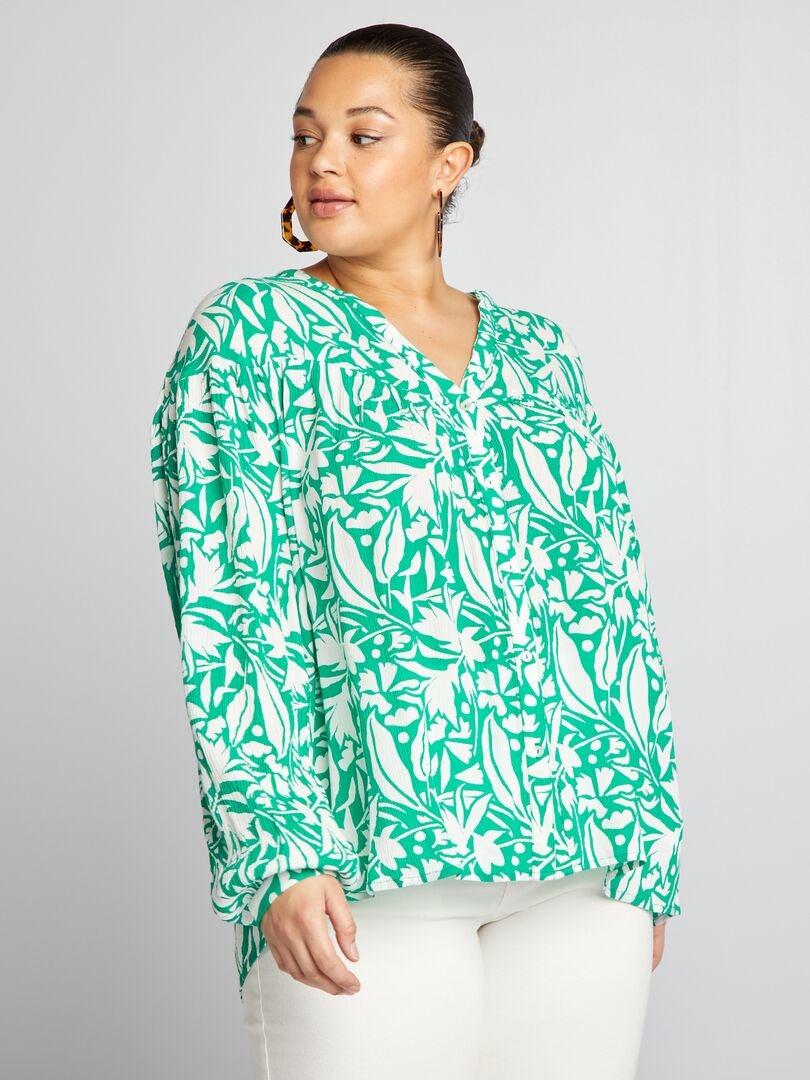 Zachte blouse met print - GROEN