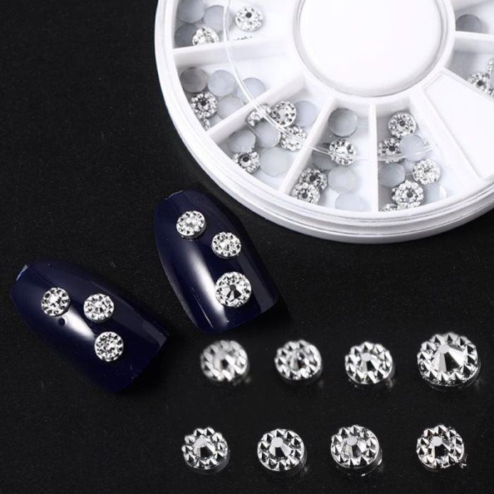 Couronne de fleurs 3D brillante argentée de 4 mm, breloques acryliques de haute qualité, accessoires de nail art à faire soi-même, bijoux pour ongles