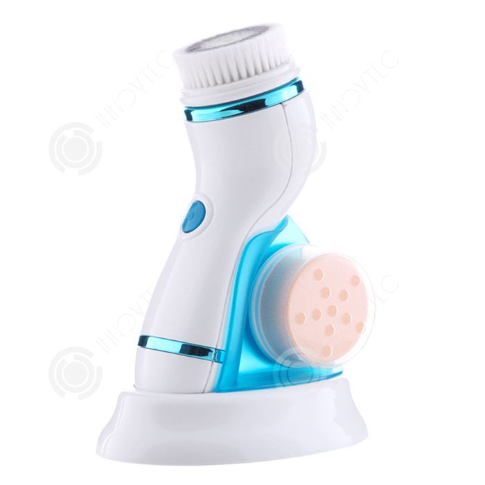INN Facial Brush 2.5W 17x7x5cm 500mAh IPX6 Waterproof USB 2 Speeds Rotating Electric Facial Cleansing Brush with 4 Heads