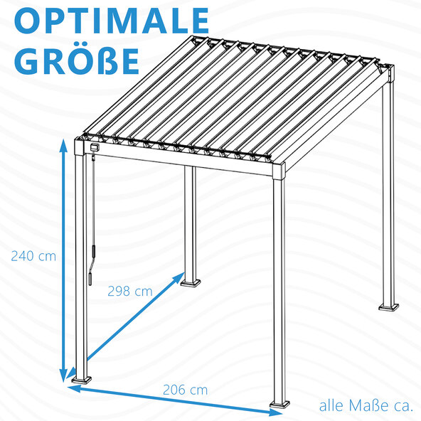 Paviljoen met latten dak, antraciet, 3 x 2 m