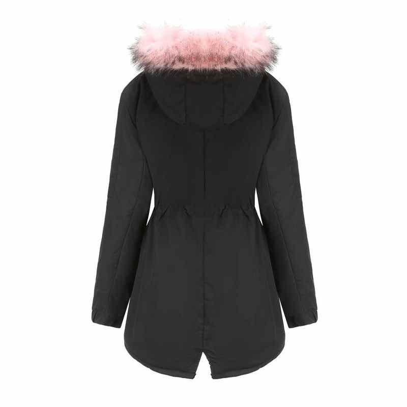 Giacca invernale da donna 2021: parka caldo con grande colletto in pelliccia, modello spesso e imbottito in cotone Giacca con Cappuccio Taglie Forti 4XL