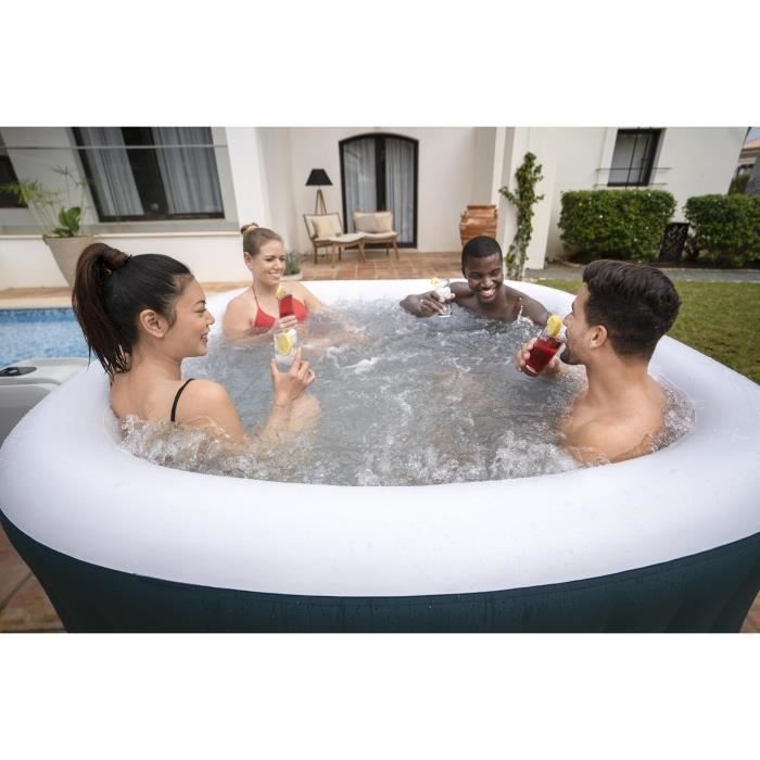 BESTWAY Aufblasbarer Whirlpool – Lay-Z-Spa Ibiza – 140 Luftdüsen – 180 x 180 x 66 cm – Kapazität für 4 bis 6 Personen – Quadratisches Design + Aquascan-Vakuum