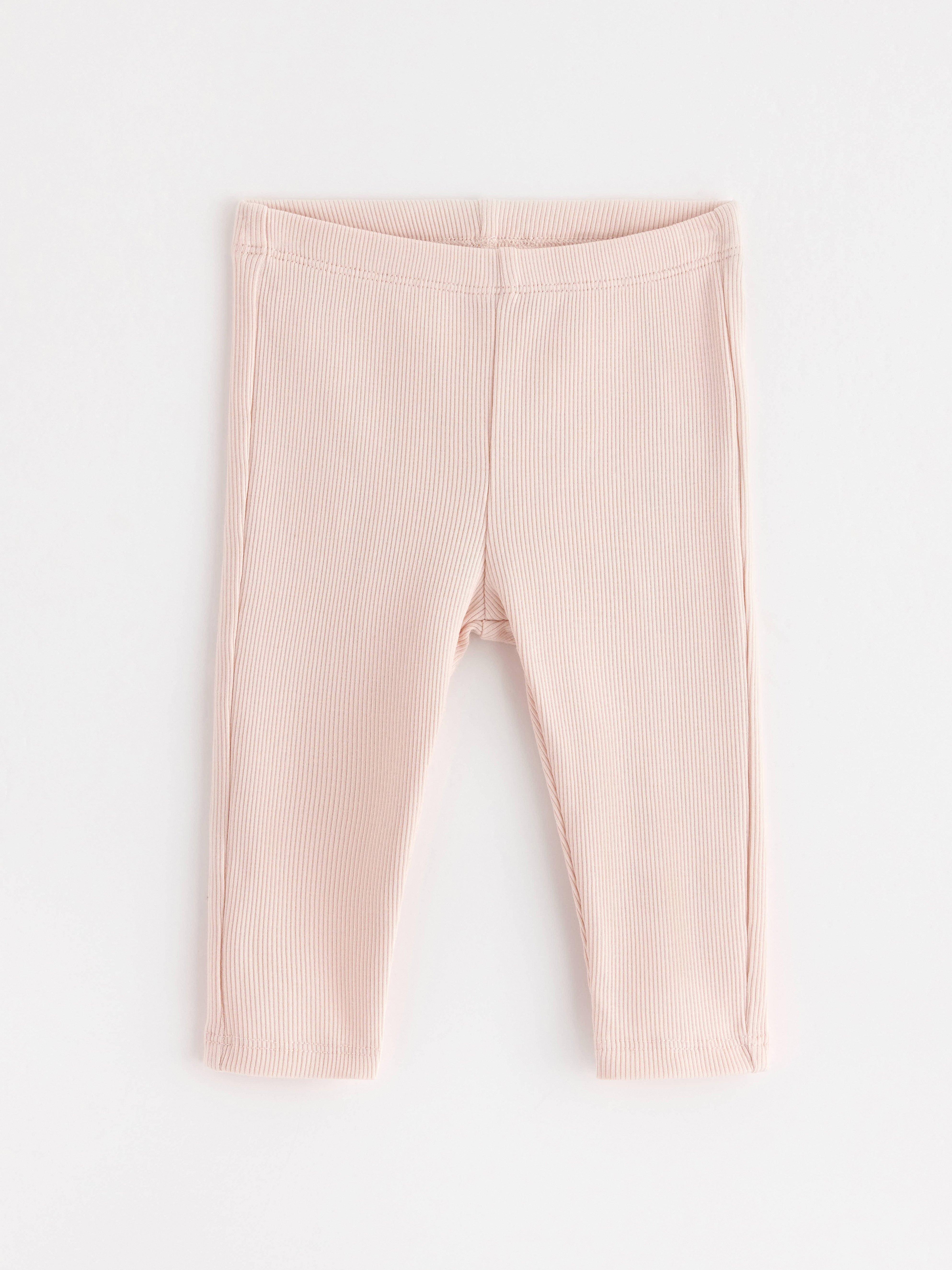 Ribbede leggings lys rosa