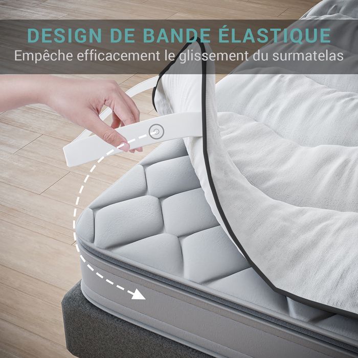 Cubrecolchón CASABEL Cloud de 80 x 200 cm en microfibra - Máximo confort - Suave, antiácaros, transpirable - para colchones individuales