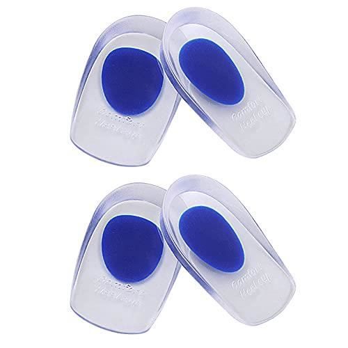 Talonnettes en Gel de Silicone - Lot de 2 Paires - Taille L - Pour Fasciite Plantaire - Couleur Bleu