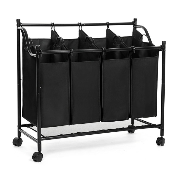 Mobilny kosz na pranie na kółkach 4 wkłady 35 L Loft do pralni czarny