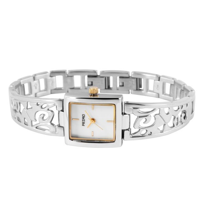 Montre femme - PRIMO - Primo Femme - Boîtier rectangulaire 20 mm - Quartz - Bracelet métal argenté 15 mm