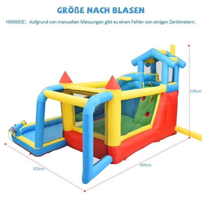 Inflatable castle for children, 5-in-1 inflatable castle for children aged 3 to 10 years, outdoor inflatable castle with slide