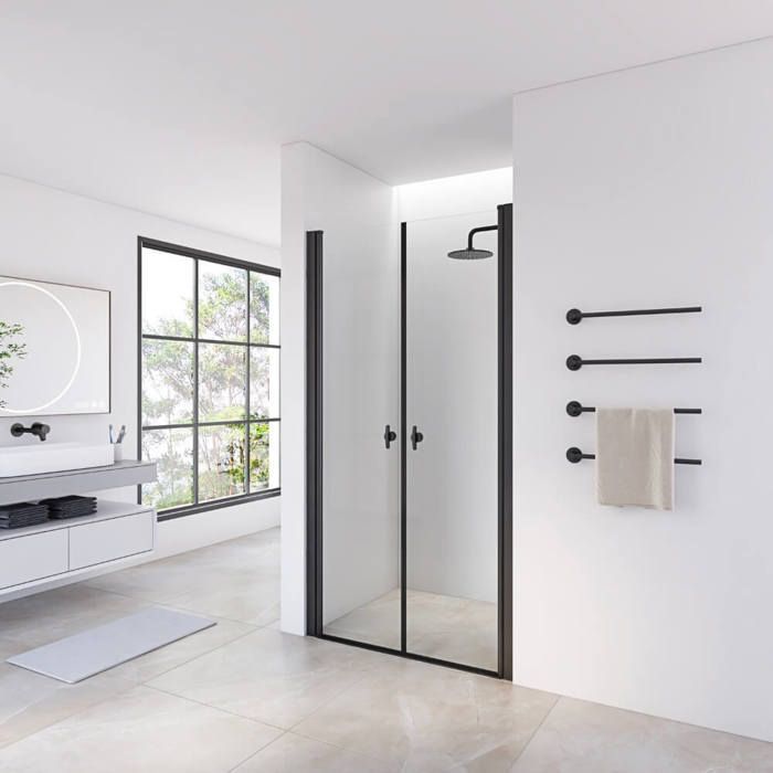 Porte battante en verre clair HOME DELUXE LAVEA - 80 x 195 cm - Noir