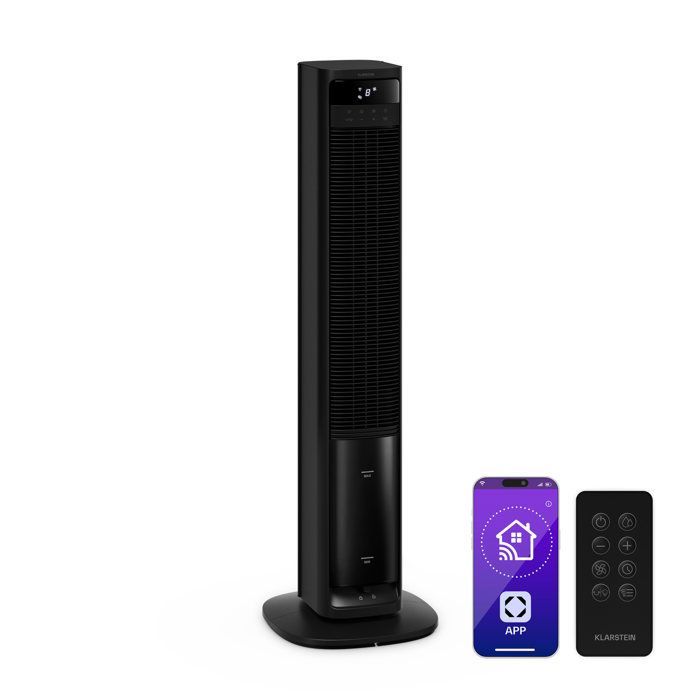 Ventilador inteligente Klarstein Mistral - 365 m³/h - 35 m² - 4 L - 3 modos - 36 W - Negro