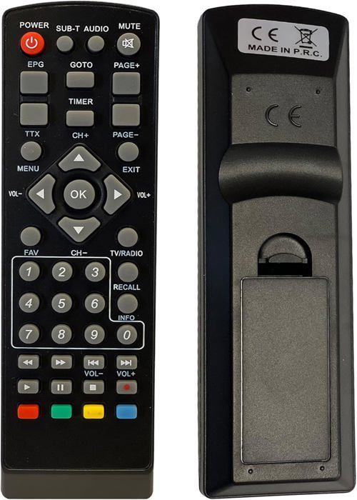 7-in-1 yleiskaukosäädin, joka on yhteensopiva digitaalisten maanpäällisten DVB-T-vastaanottimien kanssa: Strong, Engel, Metronic, Strom, LiveTNT, Xoro