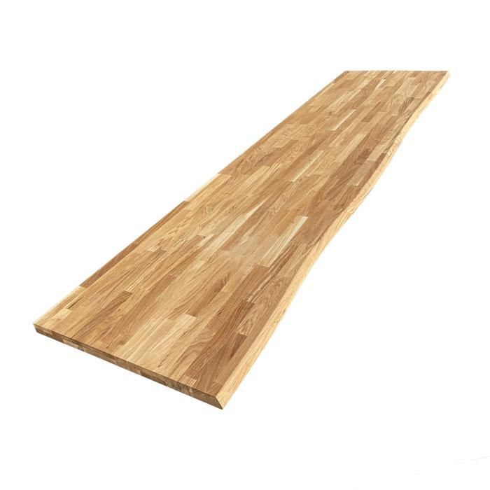 Solid oak worktop with natural oiled edge, 250 x 65 cm, 36 mm thick