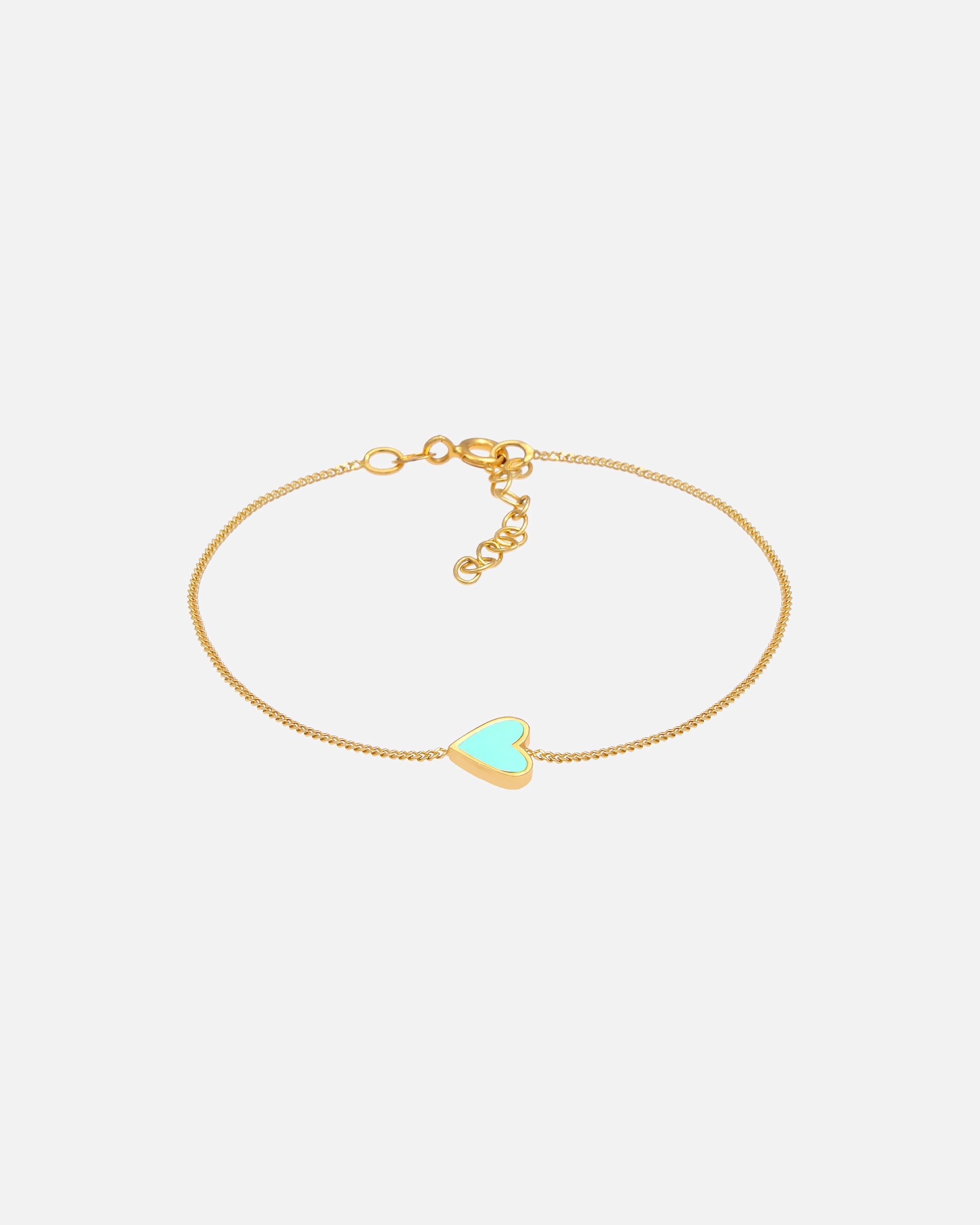 Elli Femmes Heart Love Turquoise Summer Adjustable en argent sterling 925 plaqué or