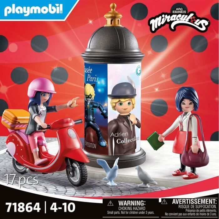 PLAYMOBIL 71864 Marinette à scooter & Kagami, Miraculous, 17 pièces, dès 5 ans