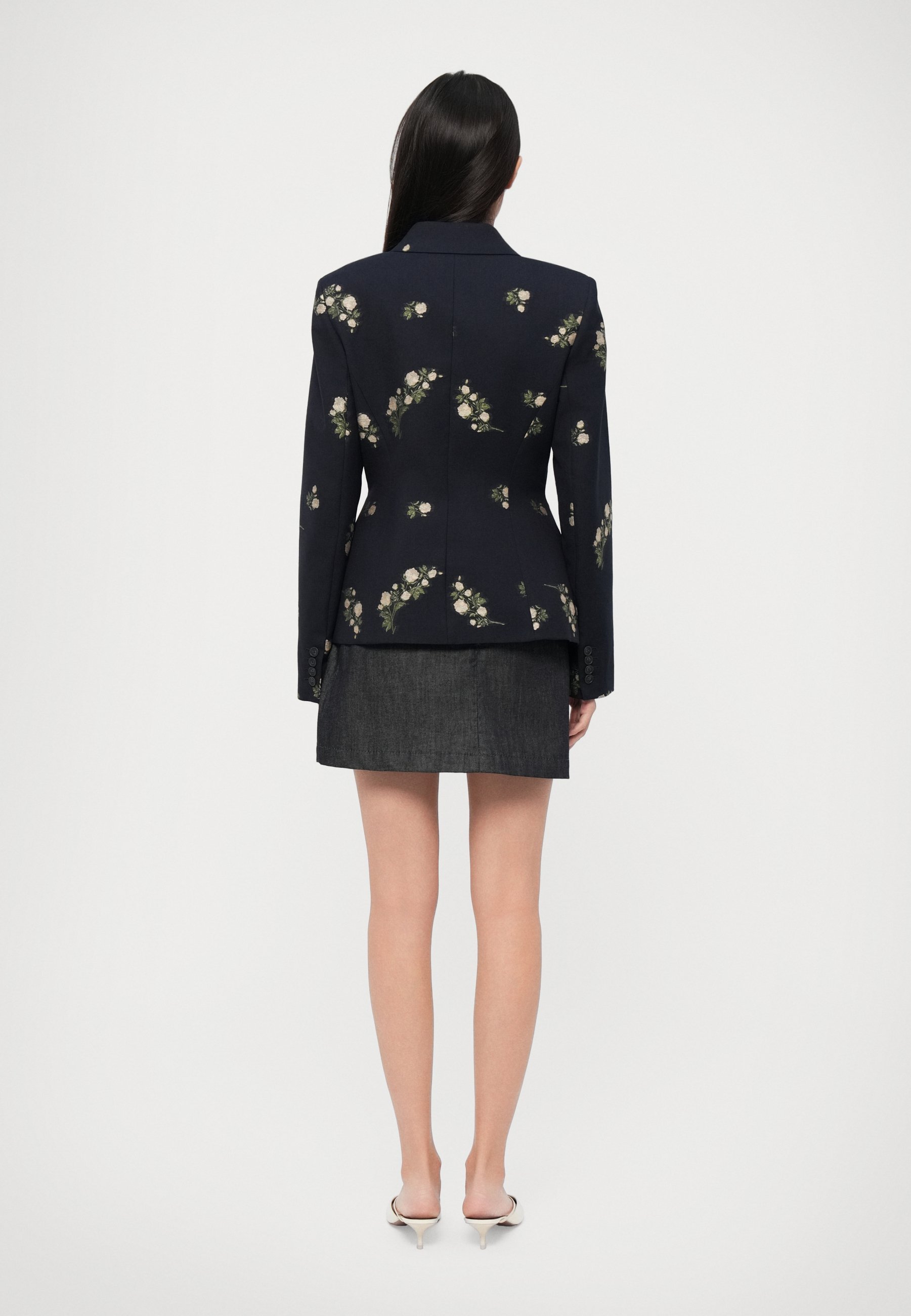 Blazer Erdem ajustado com abotoamento simples - azul meia-noite