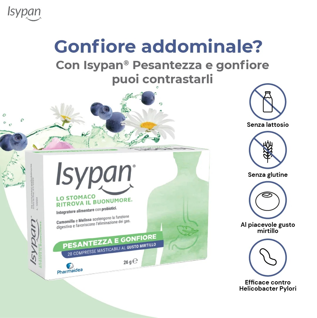 ISYPAN Isypan® Pesadez e hinchazón 20 comprimidos masticables Preparación antiinflamatoria