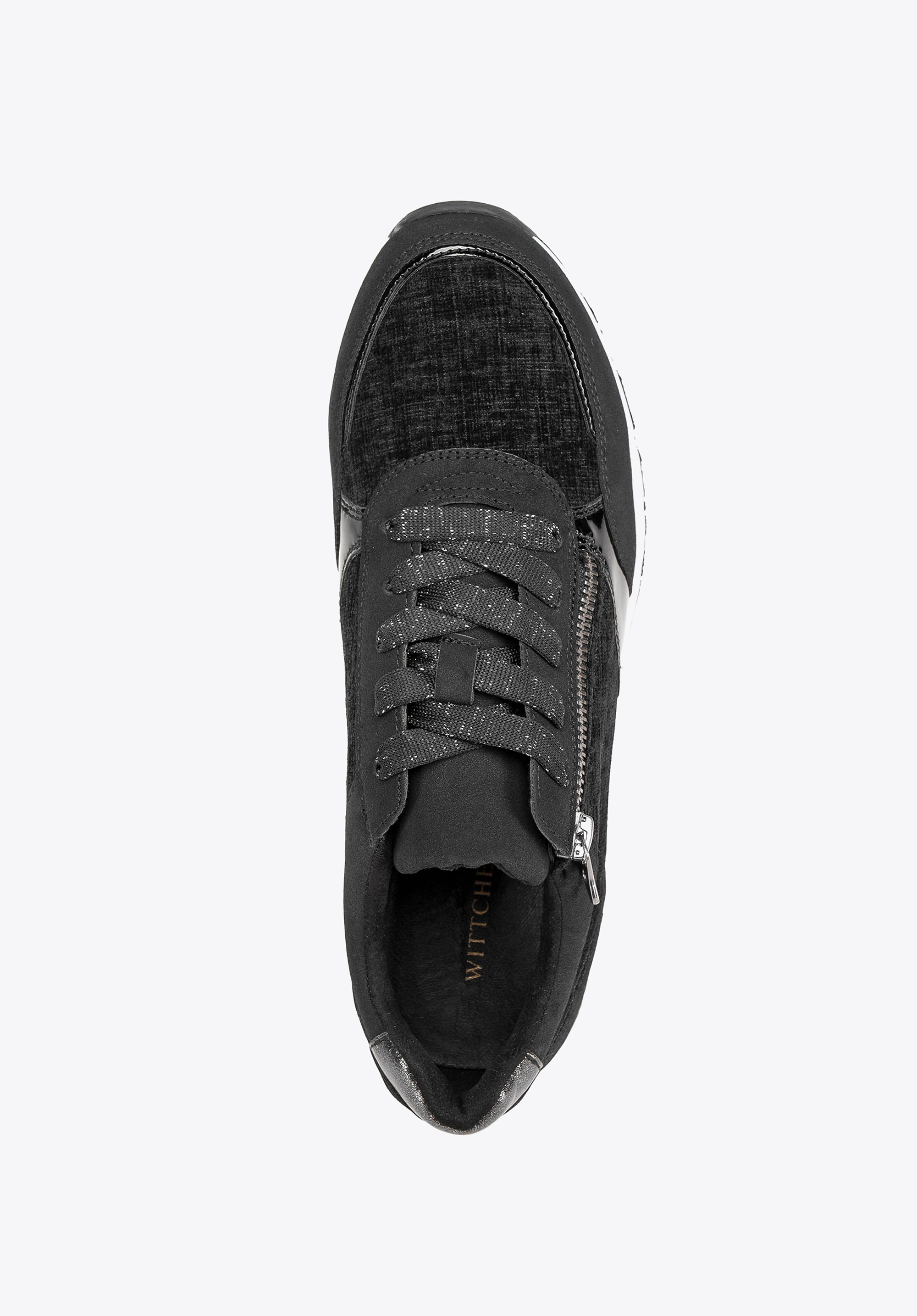Damskie sneakersy z suwakiem na boku czarne