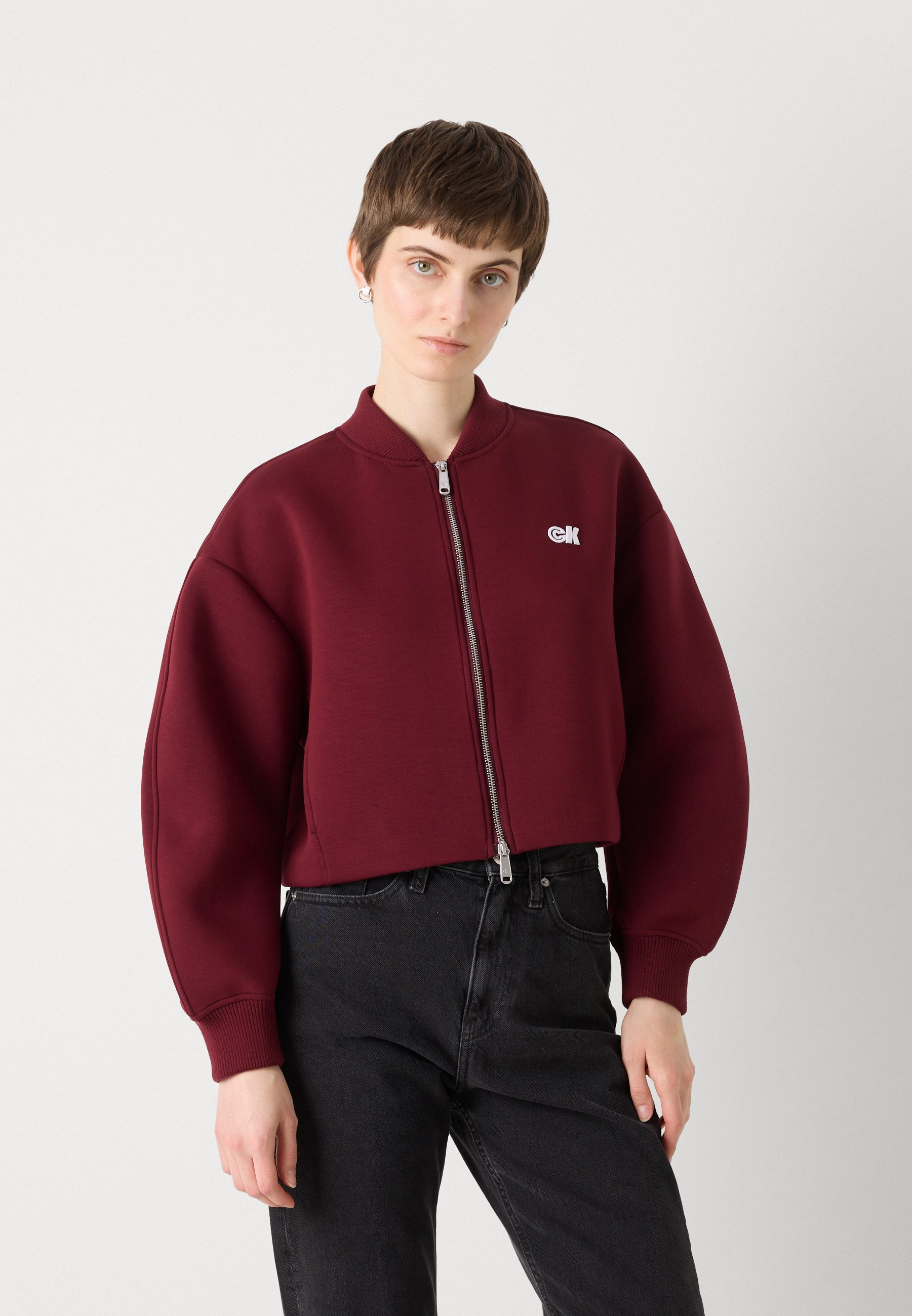 Sweat-shirt zippé Calvin Klein Jeans - rouge foncé