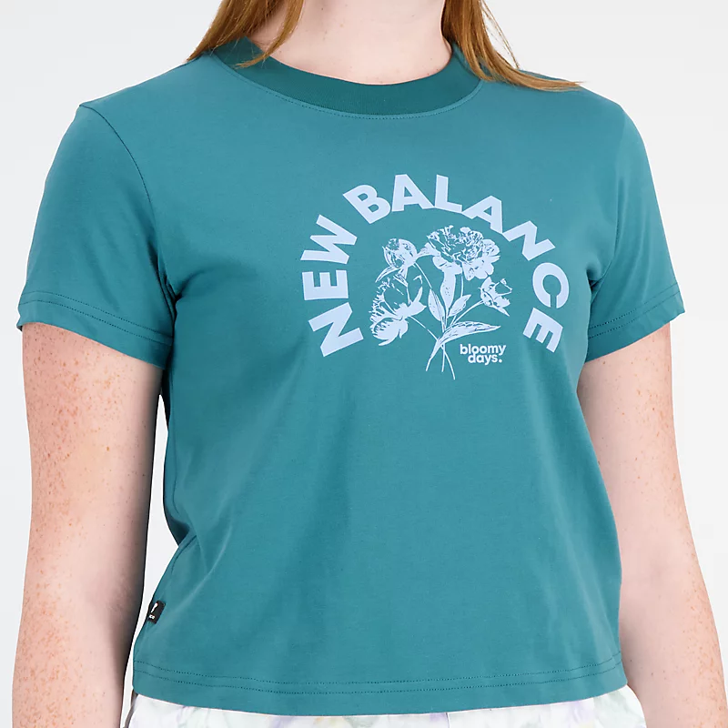 Essentials Damen-T-Shirt Bloomy mit kurzen Ärmeln in Vintage-Türkis
