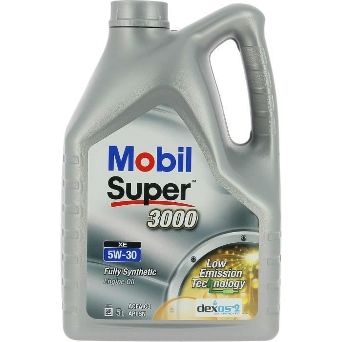 Aceite sintético para motor 5W-30 - MOBIL - Super 3000 - Formula-XE - Lata de 5L - Alto rendimiento anticontaminación