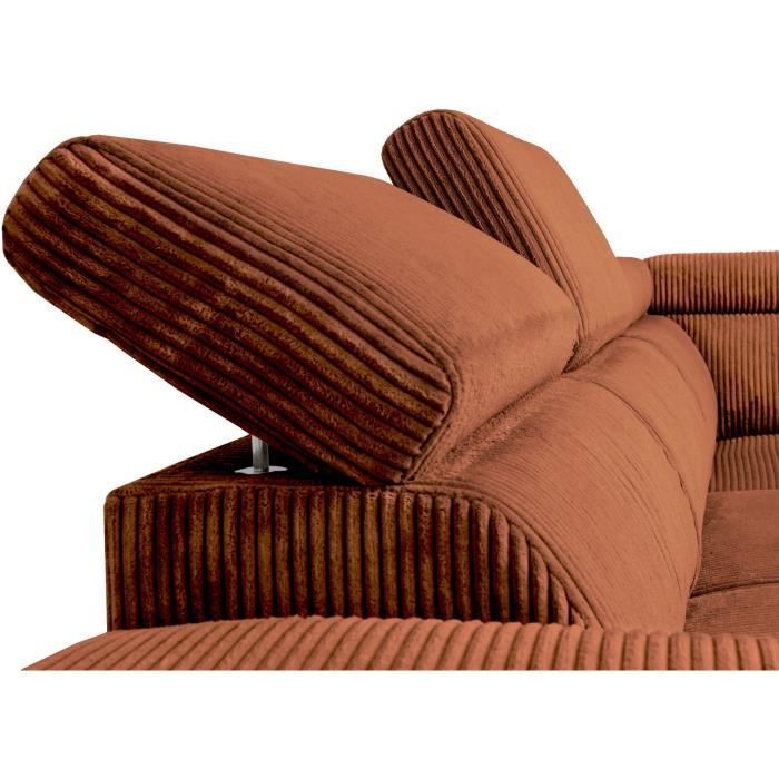 Reversible corner sofa bed - 5 seater - DAYTONA - Terracotta Velvet Fabric - Storage compartment - W260 x H94 x D216 cm
