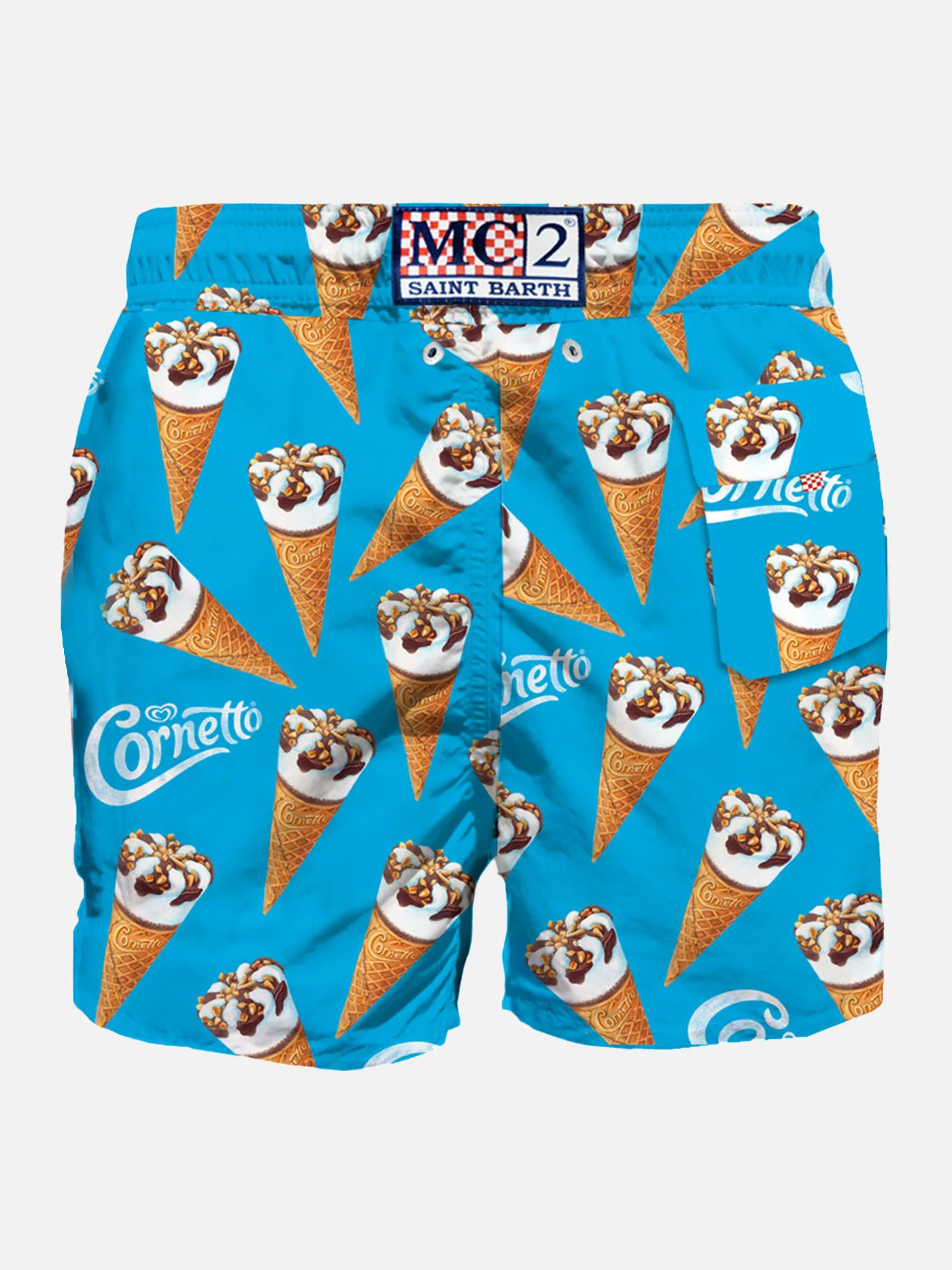 Man Classic Swim Shorts With Algida Special Edition Print, Mid-Length, Regular Fit, Internal Briefs, Elastic Waistband, Drawstring | MC2 Saint Barth