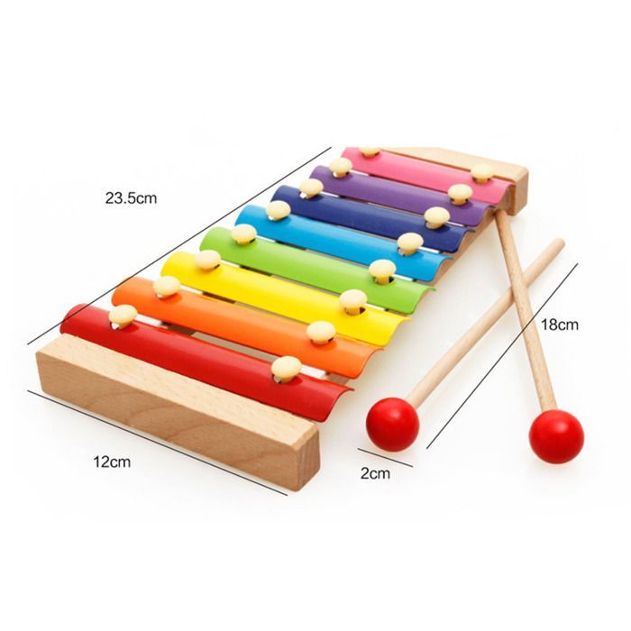 Xilófono infantil SALUTUYA, xilófono de madera de 8 tonos con barras de colores, juguete educativo profesional, madera de pino.