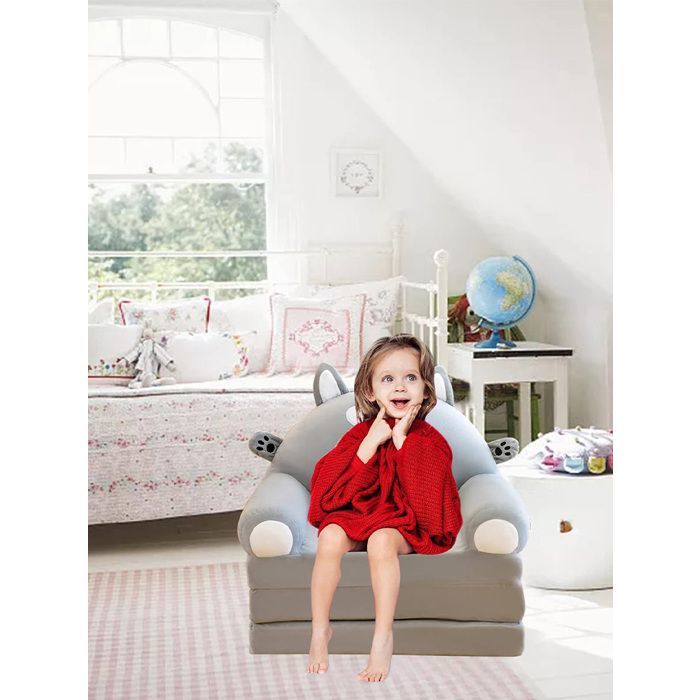 Canapé-lit pliable pour enfants, chaise longue pliable pour chambre d'enfant (bleu) Label