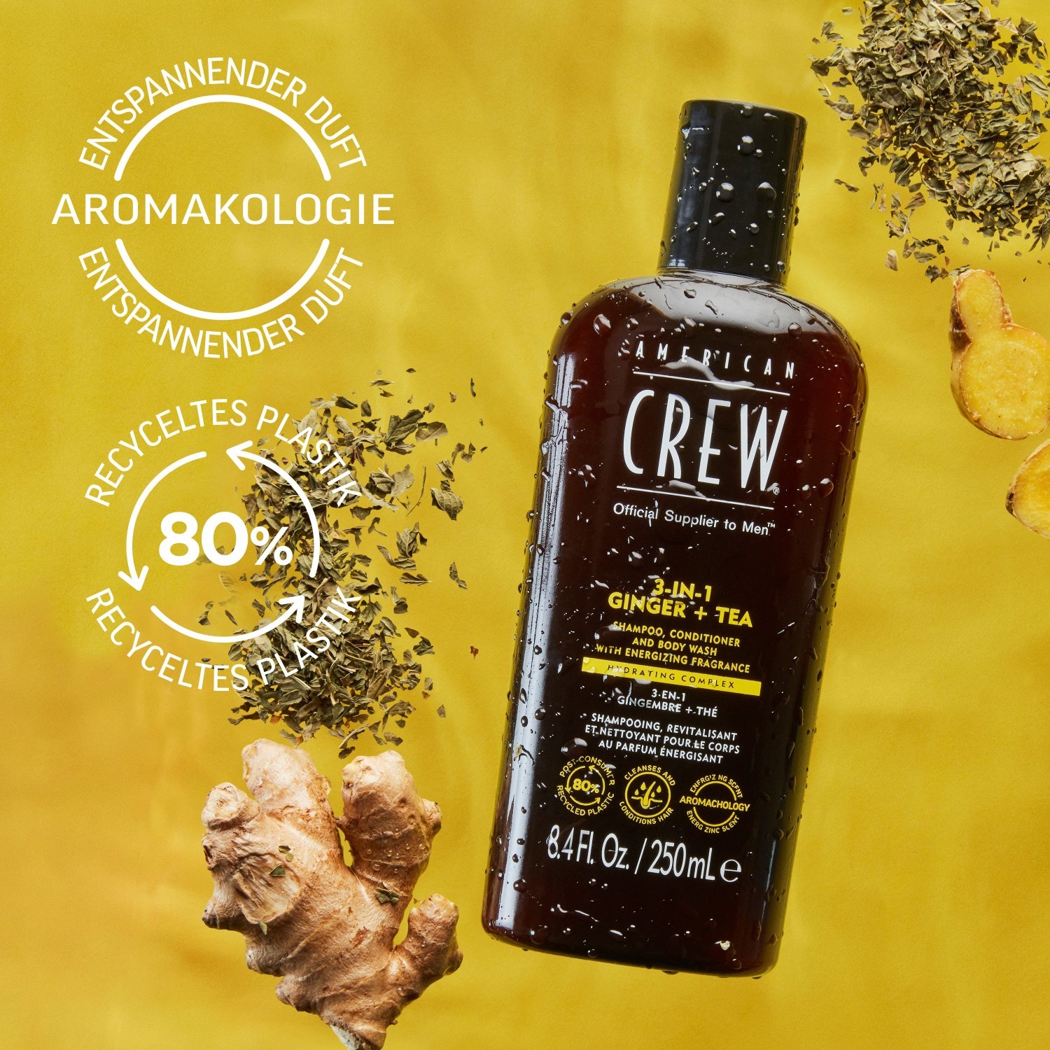 American Crew 3-u-1 šampon s đumbirom i čajem - 250ml