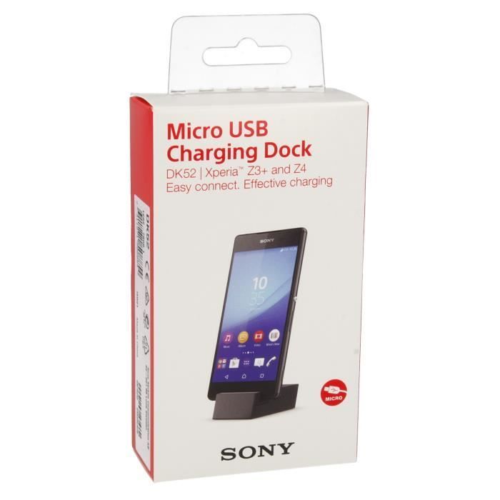 Base de conexión Sony DK52 para Xperia Z3+/Z4/Z5 - Negra - Conector Micro USB