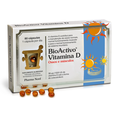Bioaktyvus papildas kaulams ir raumenims, vitaminas D, 80 kapsulių.