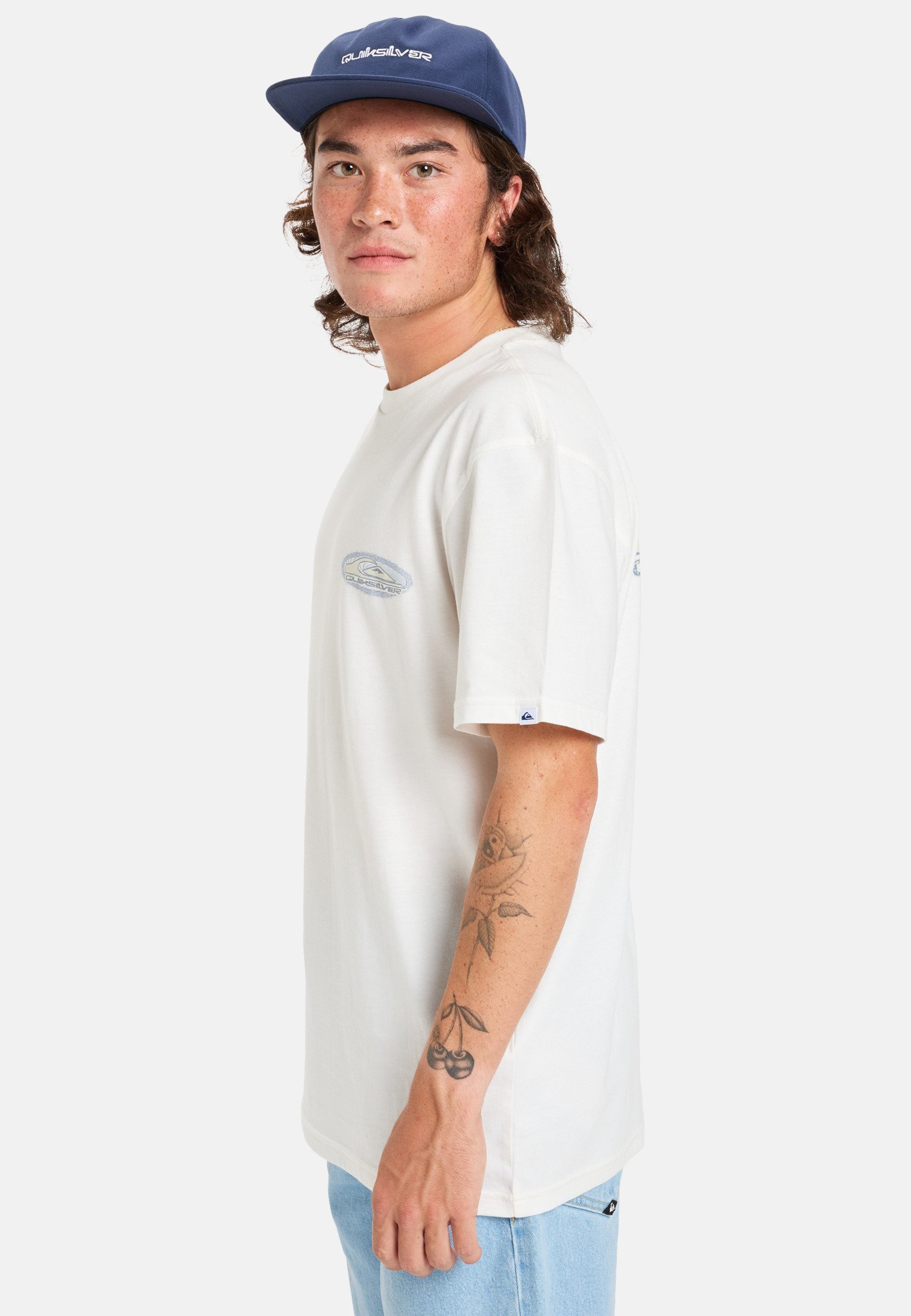 T-shirt stampata Quiksilver EVO BORDER LINES - bianco neve