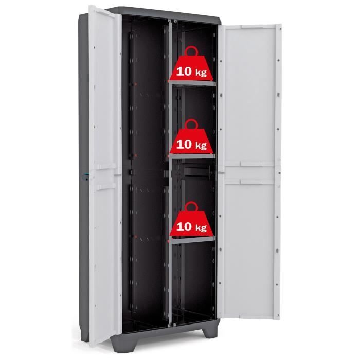 KETER Armoire de rangement utilitaire Linear - 68 x 39 x 173 cm - Noir et gris