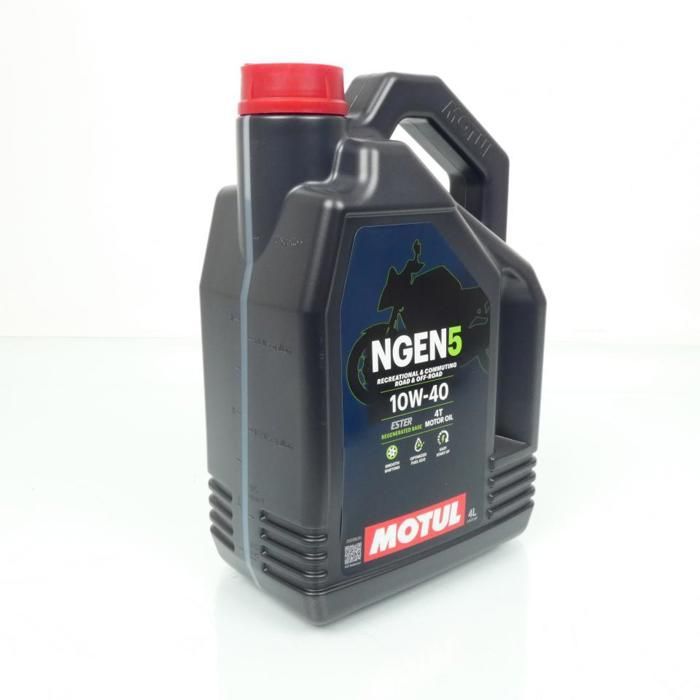Aceite lubricante Motul NGEN 5 10W40 4L para vehículos de carretera, todoterreno, quads y scooters.