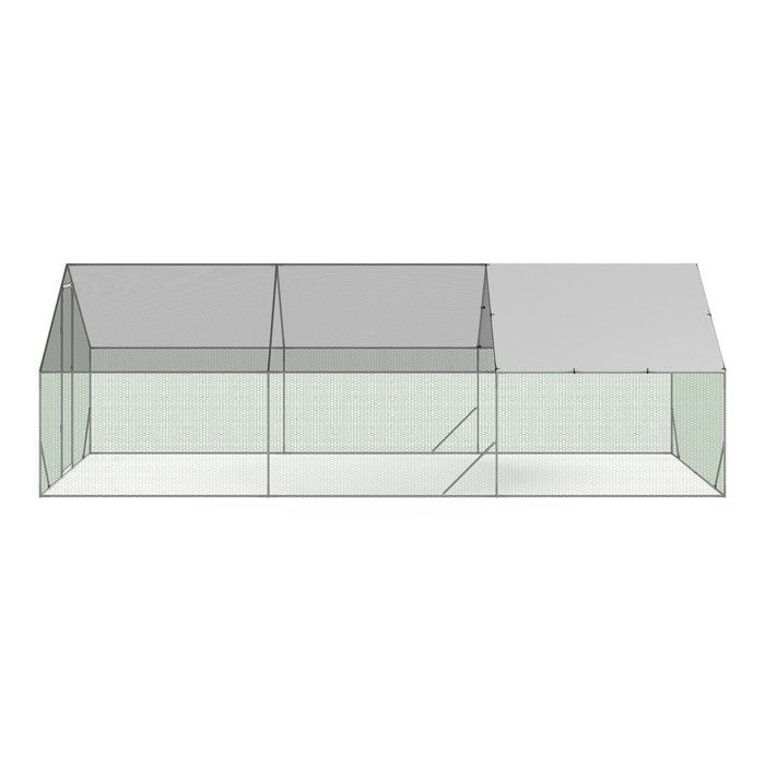 IDMARKET Kippenhok met omheining van 18 m², draadgaas, ren 6x3 m, gegalvaniseerd staal