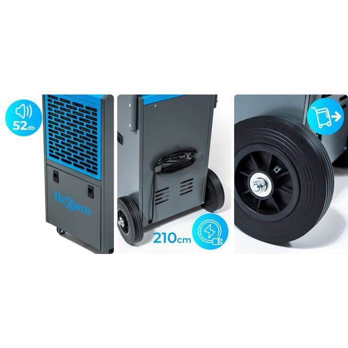 HEXWELT 650W Industrie-Luftentfeuchter, 50l/24h Baustellen-Luftentfeuchter