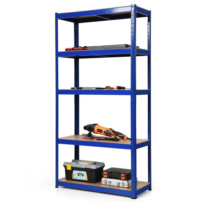 Mueble de almacenamiento multiusos COSTWAY, capacidad de carga de 875 kg, 5 estantes ajustables, estantería para garaje, taller, cocina, almacén, color azul.