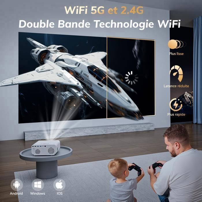 Vidéoprojecteur 4K Supporté【Netflix Certifié】, Smart Projecteur WiFi Bluetooth5.2, 26000 Lumen 1080P Projecteur Vidéo
