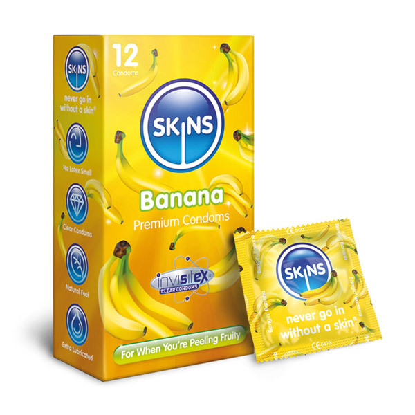 Skins Kondomer Banan 12-pakning | Helse | Superdrug