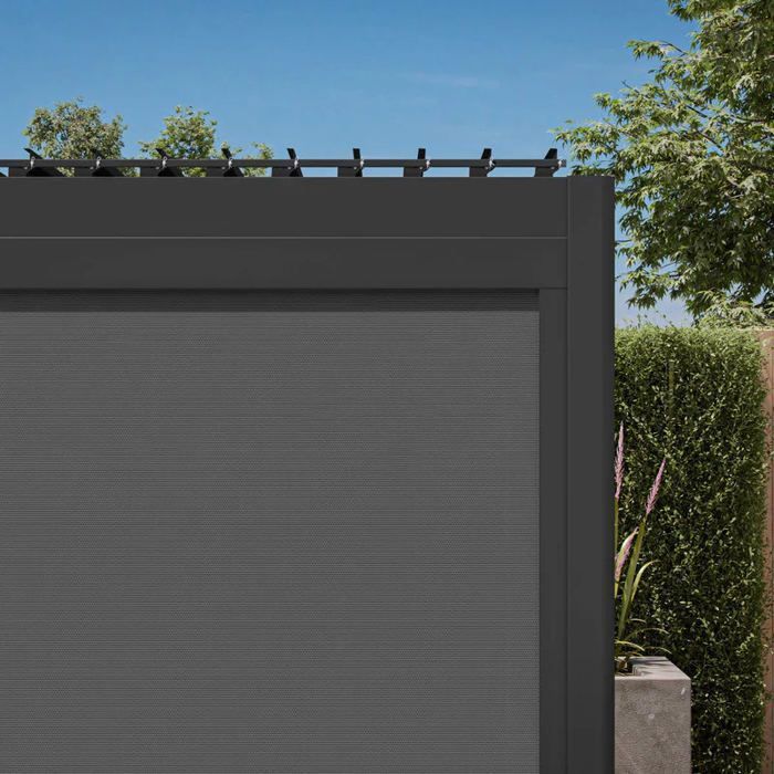 Estor enrollable MIRADOR de 3 m, compatible con pérgola 111DA, estructura de aluminio y textilene, color antracita.