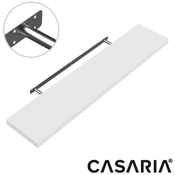 CASARIA 2x Floating Wall Shelves 90 cm White Sturdy MDF Floating Effect Wooden Shelf Storage Decoration